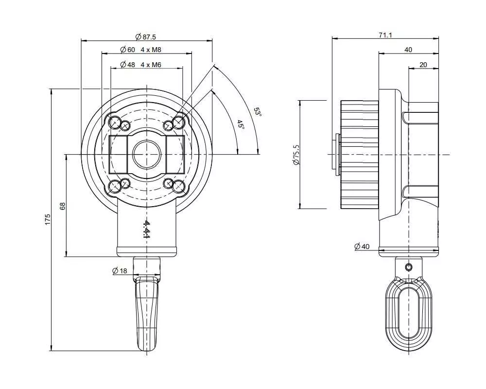 Geiger Kegelradgetriebe 4,4:1 für Tuchwelle 85 mm